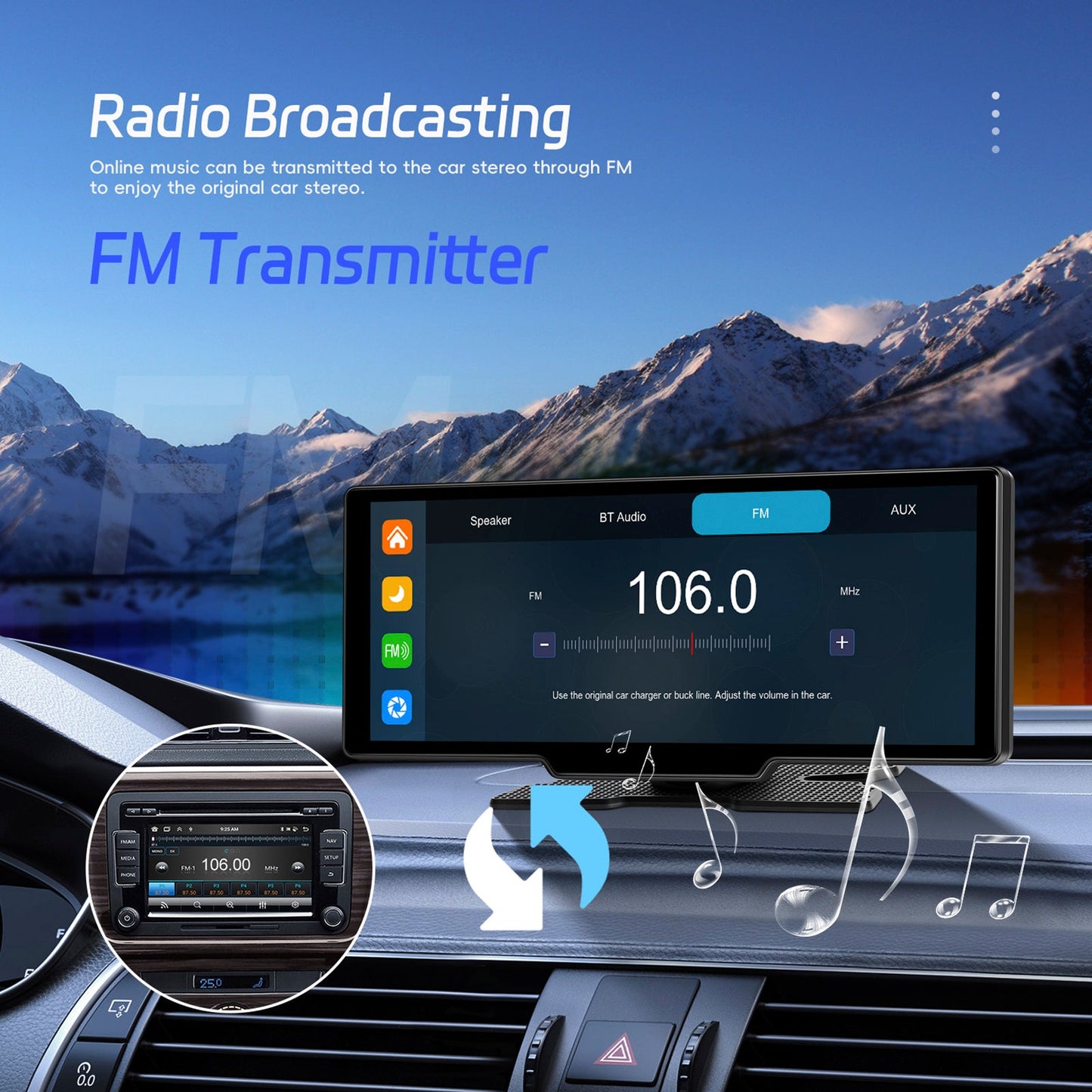 Navigazione per auto portatile Bluetooth da 10,26"", autoradio wireless Carplay, telecamera AHD