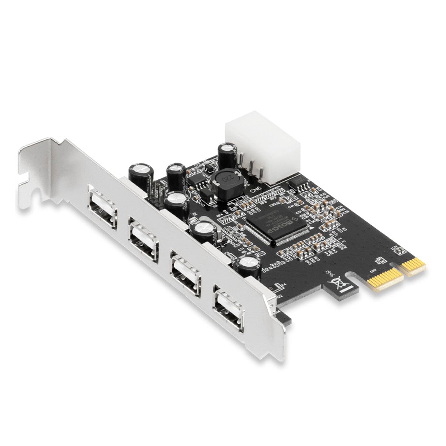 Scheda di espansione HUB 2.0 PCIE a USB 2.0, scheda adattatore Moschip, alimentazione a 4 pin