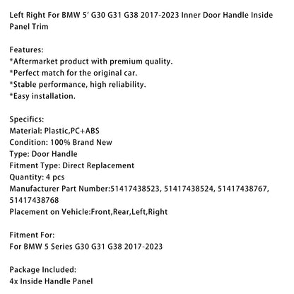 Maniglia interna della portiera, rivestimento del pannello interno per BMW Serie 5 G30 G31 G38 2017-2023