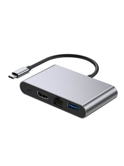 Stazione di aggancio 4 in 1 TYPE-C a RJ45 100M HDMI USB3.0 PD Interfaccia per MacBook