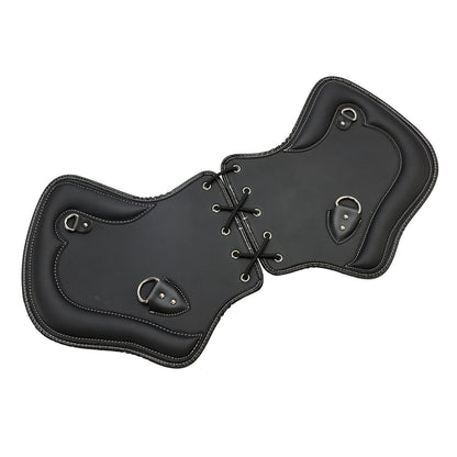 Coppia di protezioni per sella con scudo termico CNC per moto Touring, Softail, Dyna o Sportster dal 1985 al 2017, colore nero e marrone.