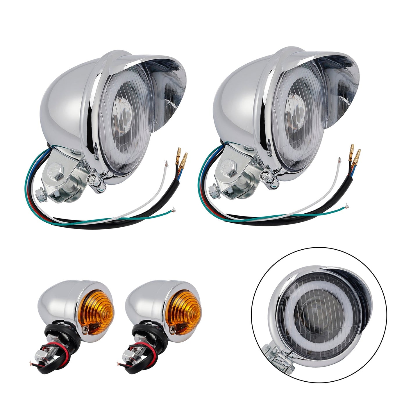 Faro fendinebbia cromato personalizzato per moto #D17 per Bobber Chopper da corsa