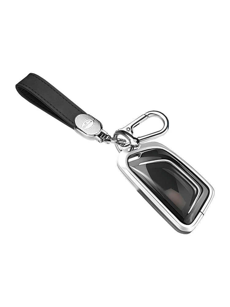 Custodia per chiave auto in TPU argentato in lega di alluminio con fibbia per Cadillac