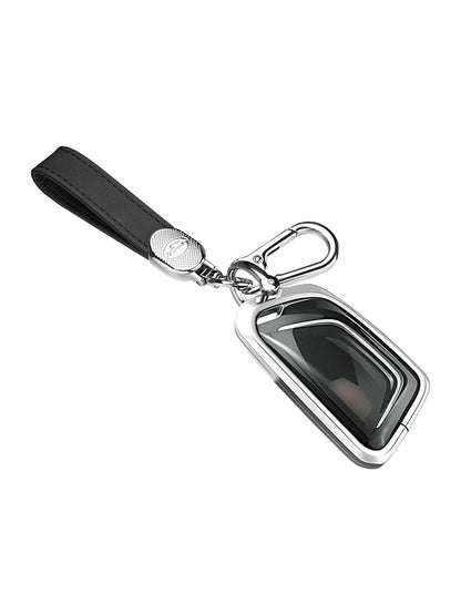 Custodia per chiave auto in TPU argentato in lega di alluminio con fibbia per Cadillac