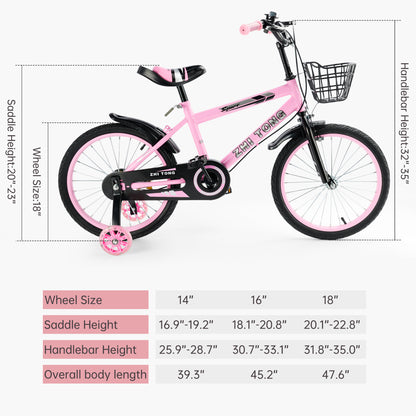 14/16/18 pollici per bambini in bicicletta per bambini ragazzi e ragazze con ruota ausiliaria