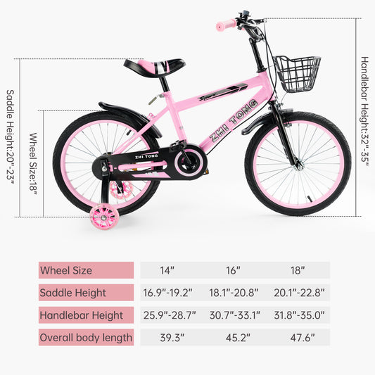 14/16/18 pollici per bambini in bicicletta per bambini ragazzi e ragazze con ruota ausiliaria