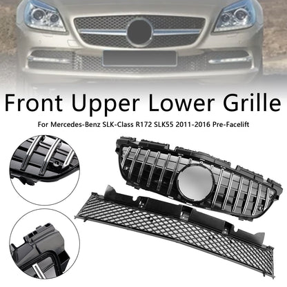 Griglia anteriore superiore inferiore cromata pre-restyling Mercedes-Benz SLK-Class R172 SLK55 2011-2016 adatta per Mercedes SLK-Class R172 SLK55