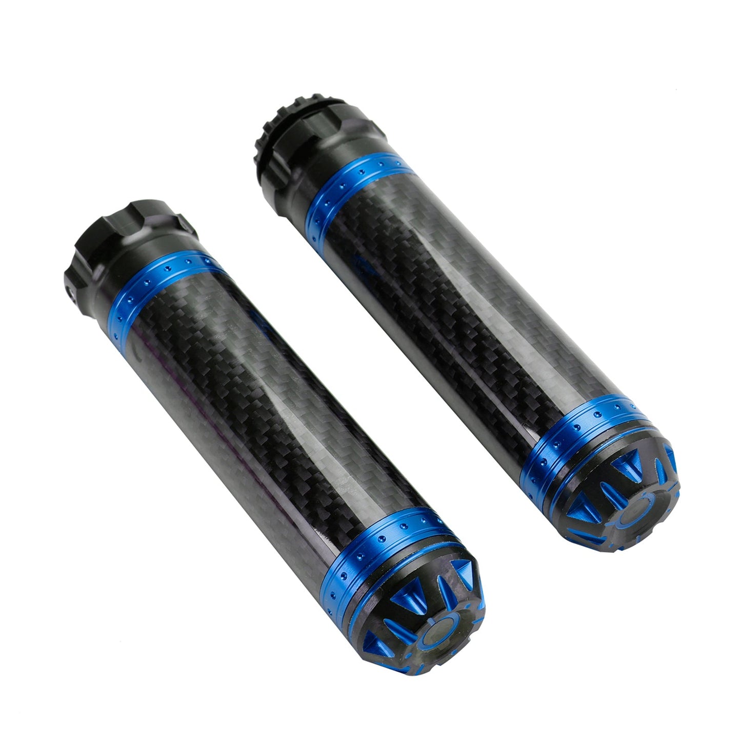 Manopole per manubrio moto da 7/8""/22 mm in carbonio, universali, verdi, per moto, argento