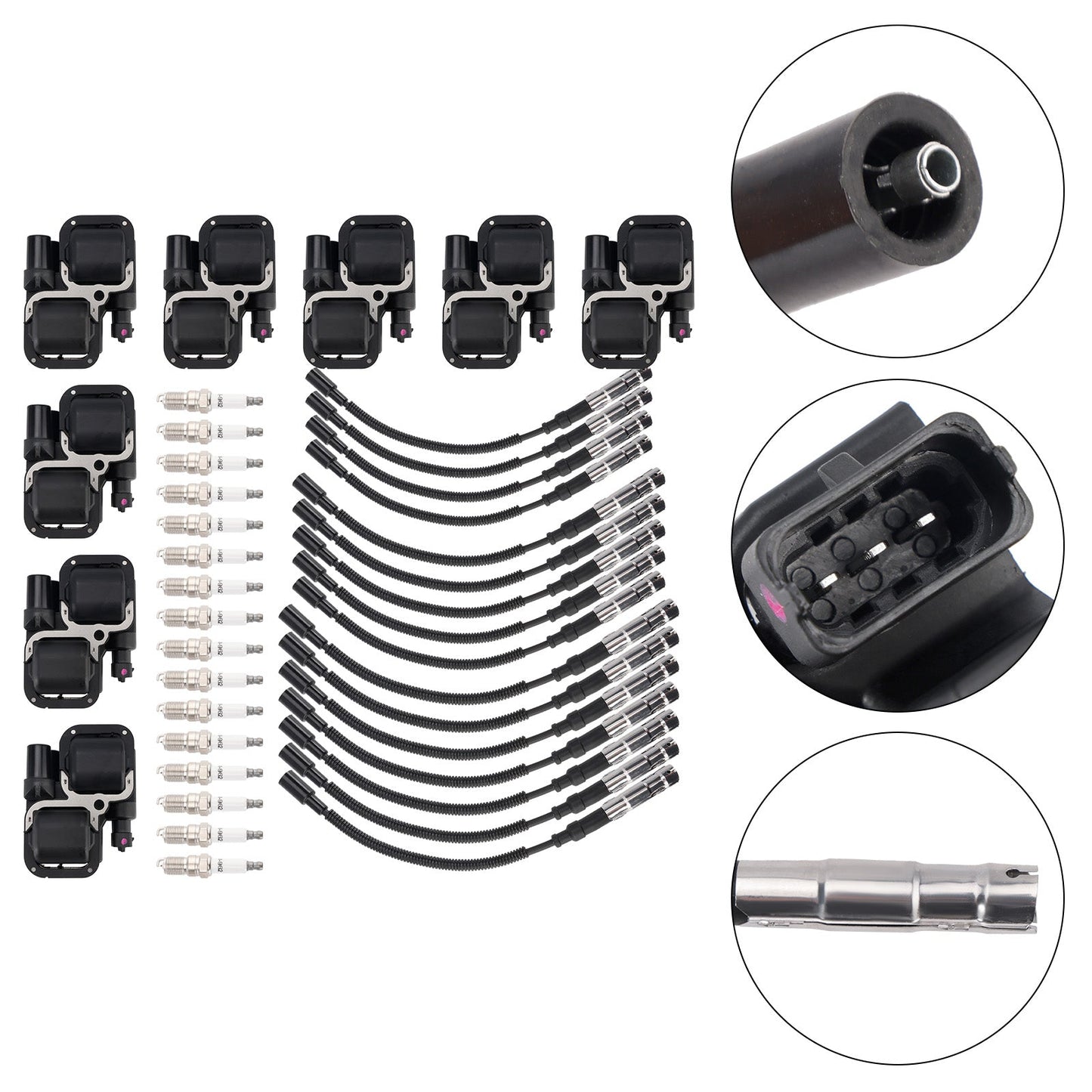 1998-2005 Mercedes Benz E320 8x Bobina di accensione+16x Candela di accensione+16x Set di cavi UF359 0001587303