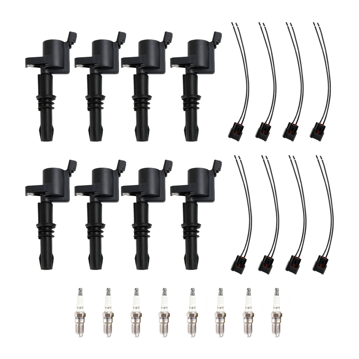 8X lgnition Coil +Spark Plug +Connector FD508  DG511 Per Ford F150 5.4L 04-2010