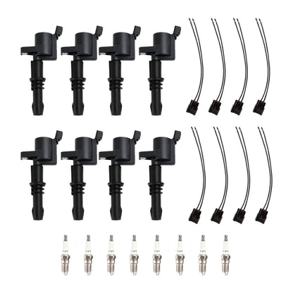 8X lgnition Coil +Spark Plug +Connector FD508  DG511 Per Ford F150 5.4L 04-2010