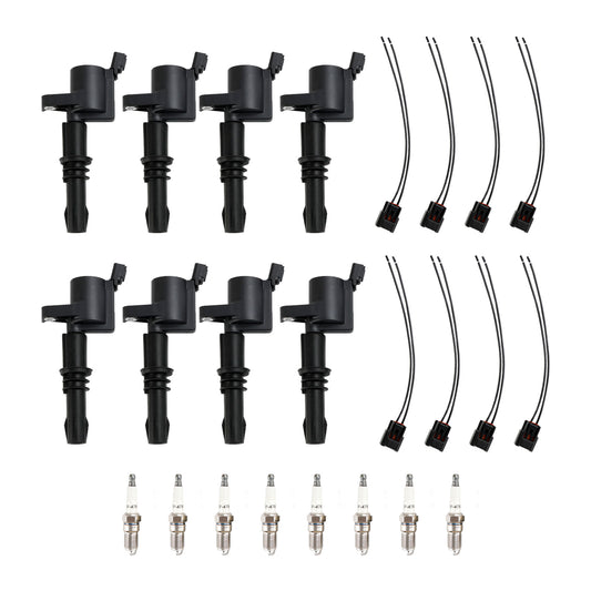 8X lgnition Coil +Spark Plug +Connector FD508  DG511 Per Ford F150 5.4L 04-2010