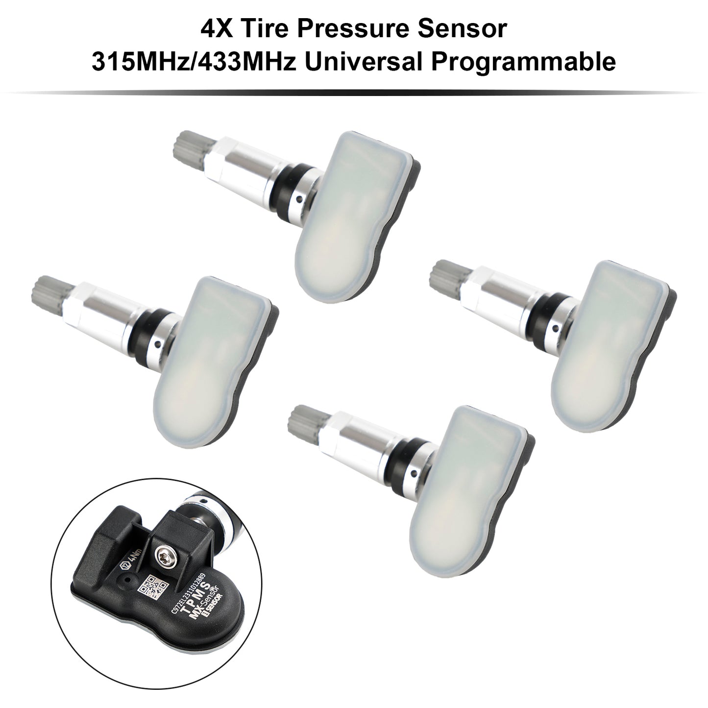 4X Sensore Pressione Pneumatici Universale TPMS Programmabile MX-Sensor 433 MHZ