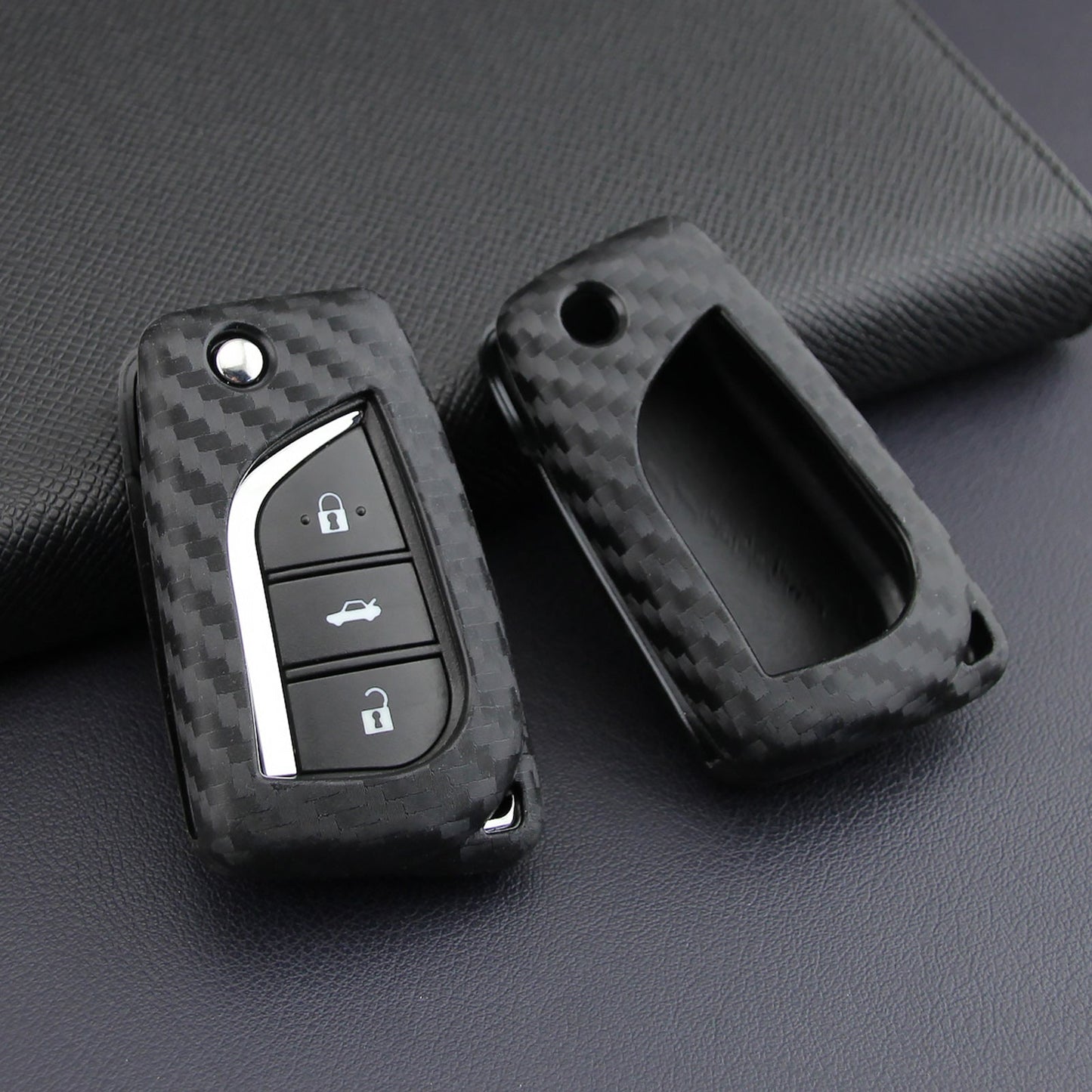 Custodia in similpelle e silicone per chiave auto con fibbia per Toyota