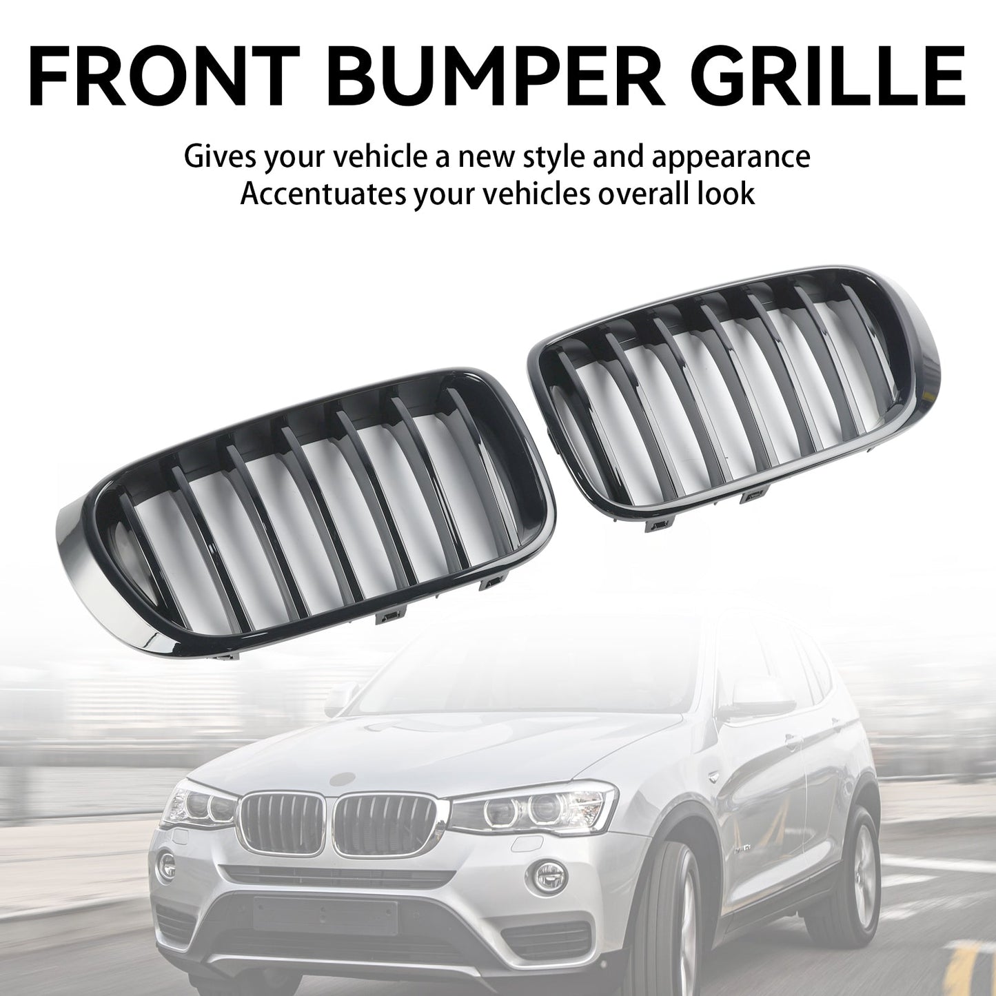 Griglia per rene paraurti anteriore nera lucida adatta per BMW X3 X4 F25 F26 2014-2017