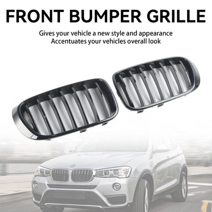 2014-2017 BMW X3 F25 Facelift Nero lucido Paraurti anteriore Griglia a rene 51117338571