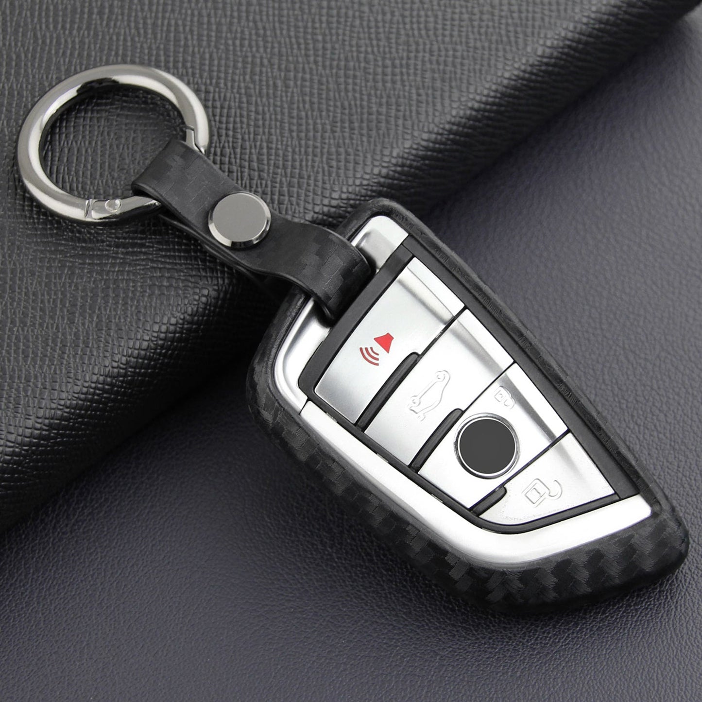 Custodia in similpelle e silicone per chiave auto con fibbia per BMW