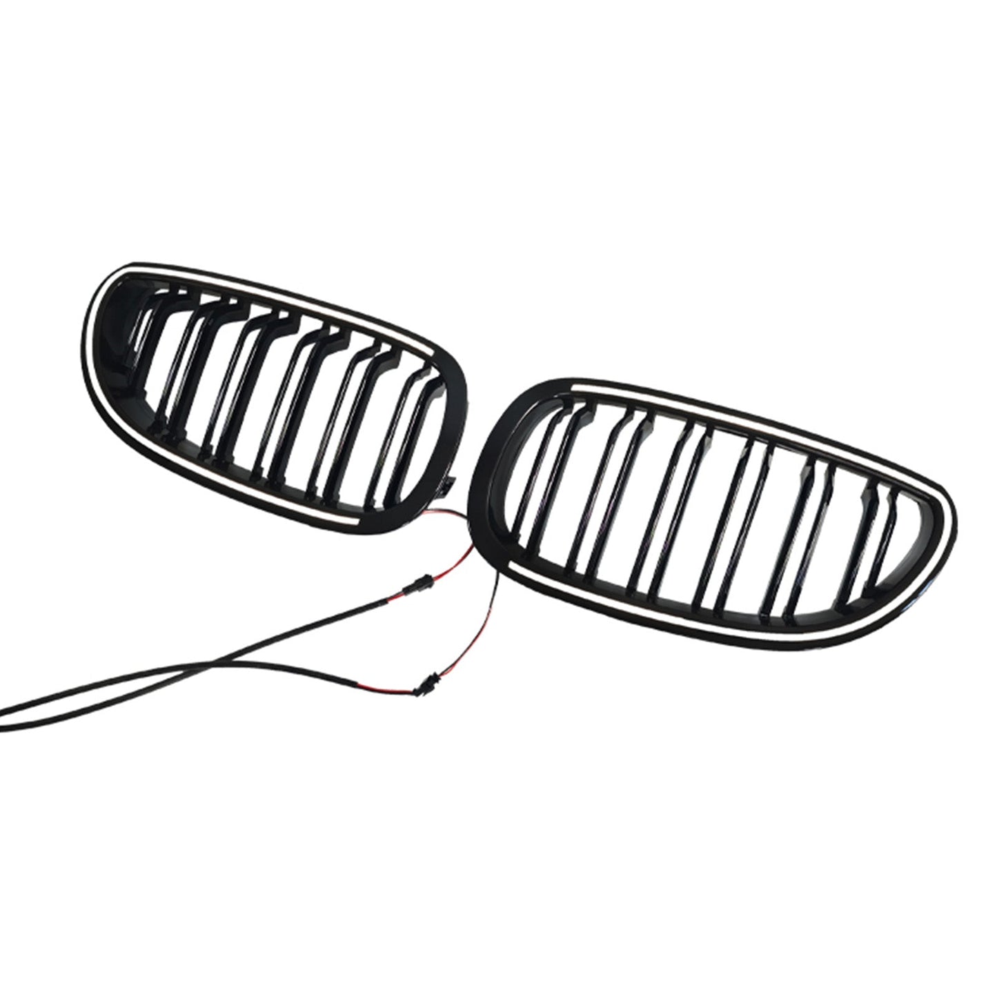 2 pezzi Griglia anteriore sportiva a doppio rene nera lucida per BMW E60 E61 520i 530i 2004-2009