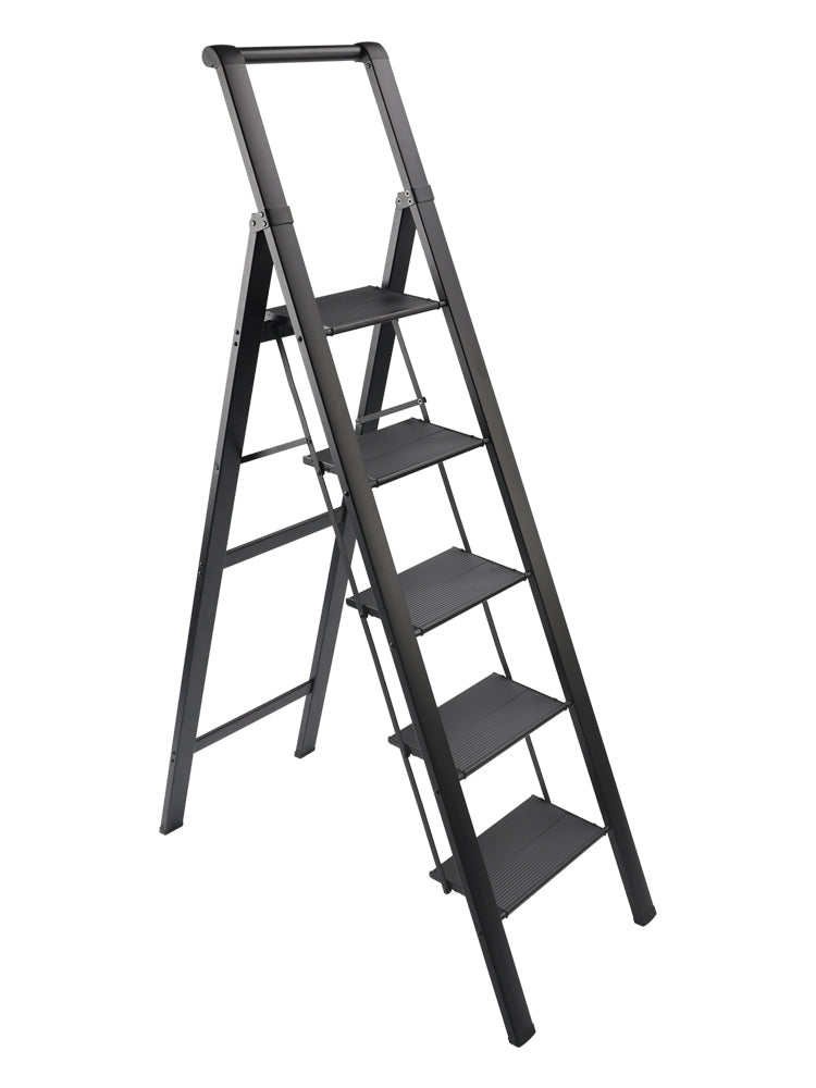 Scala a 5 gradini, sgabello pieghevole, scala in alluminio con pedale antiscivolo