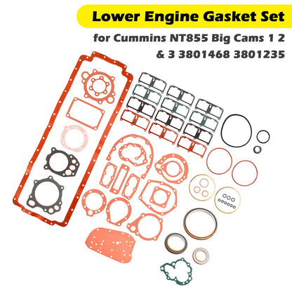 Set guarnizioni motore inferiore per Cummins NT855 Big Cams 1 2 e 3 3801468 3801235