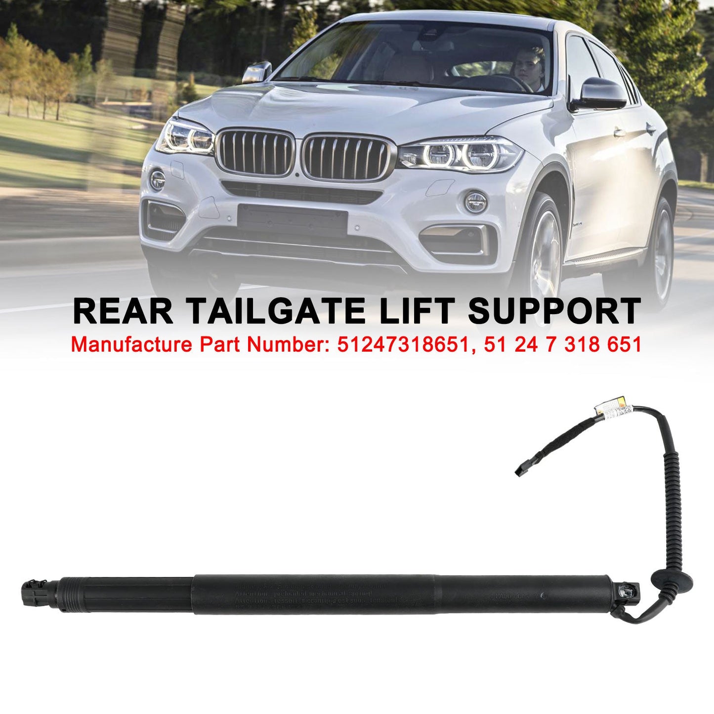 Supporto sollevatore elettrico portellone posteriore sinistro BMW X6 F16 F86 SUV xDrive 50i 2014-2019 4395ccm 449HP 330KW (Benzina) 51247318651