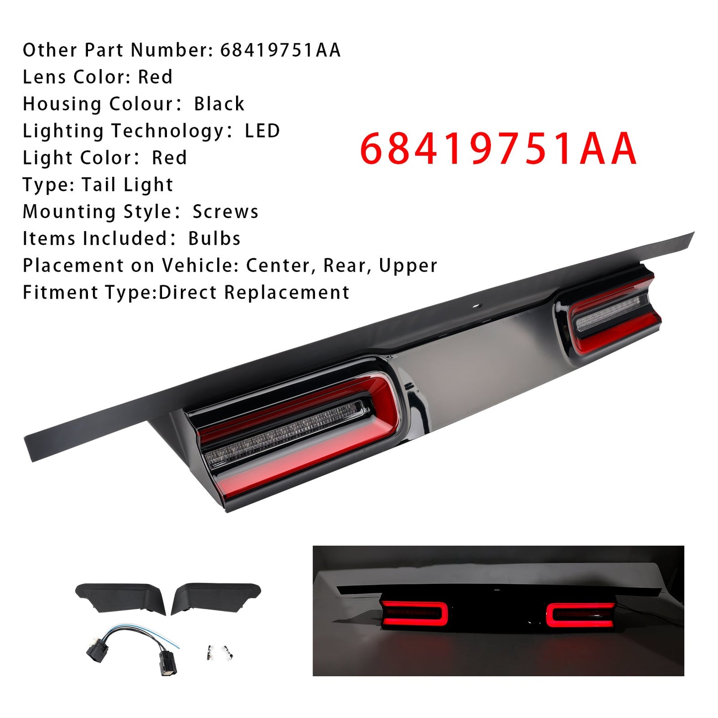 Luce di retromarcia posteriore a LED per Dodge Challenger SRT Hellcat 2015-2023 68195784AC