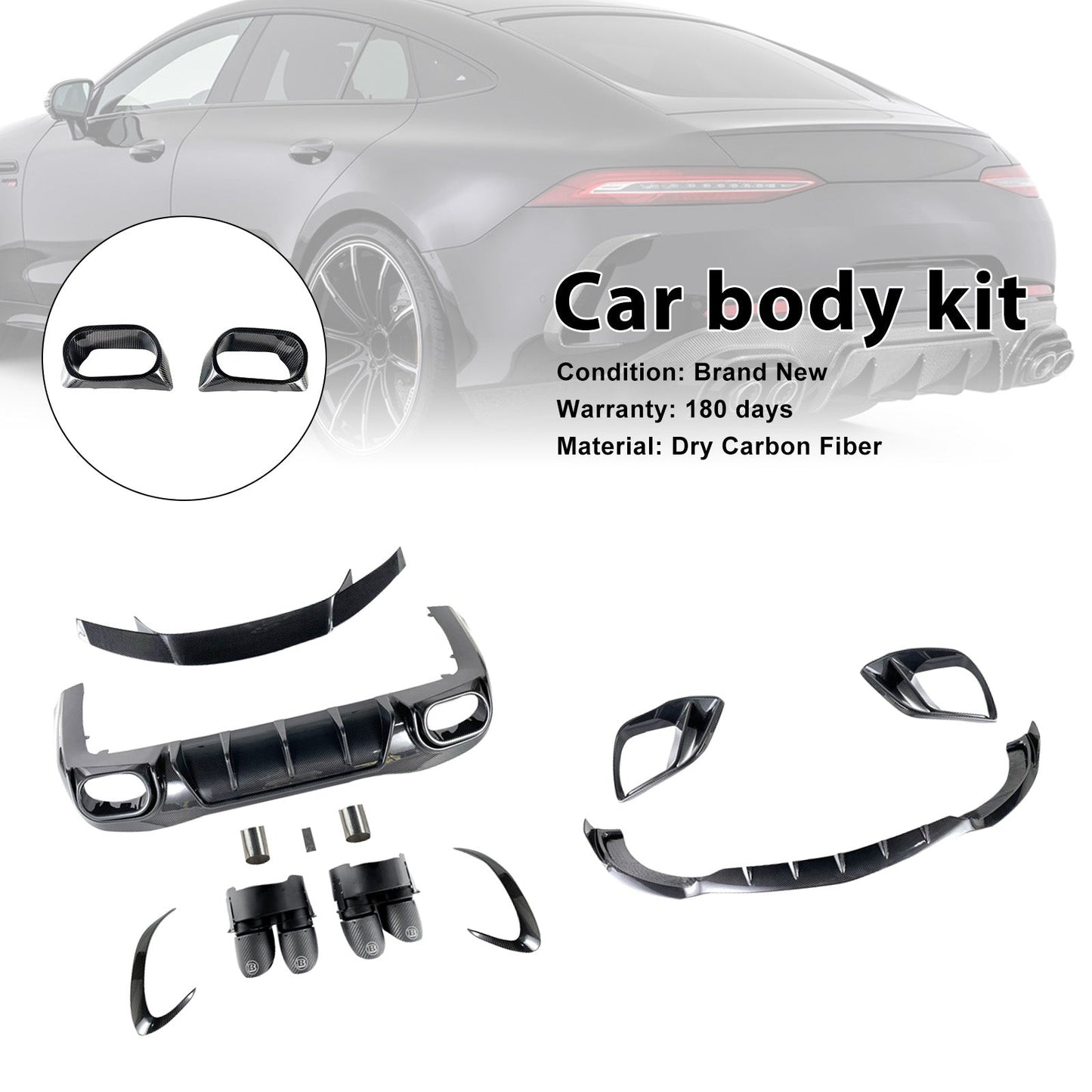 Kit carrozzeria paraurti in fibra di carbonio per Mercedes Benz AMG GT63 X290 4 porte, compatibile con i modelli 2021-2026.