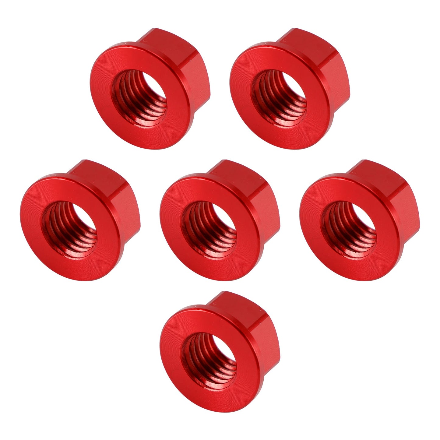 Confezione da 6 dadi flangiati per pignone posteriore in alluminio M10X1,5 mm rossi per moto