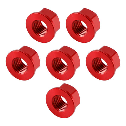 Confezione da 6 dadi flangiati per pignone posteriore in alluminio M10X1,5 mm rossi per moto