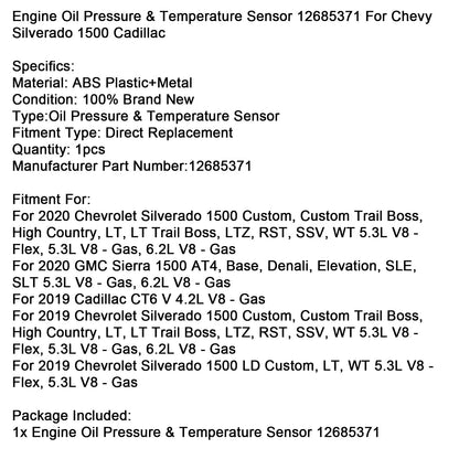 Sensore di pressione e temperatura dell'olio motore 12685371 per Chevy Silverado Cadillac