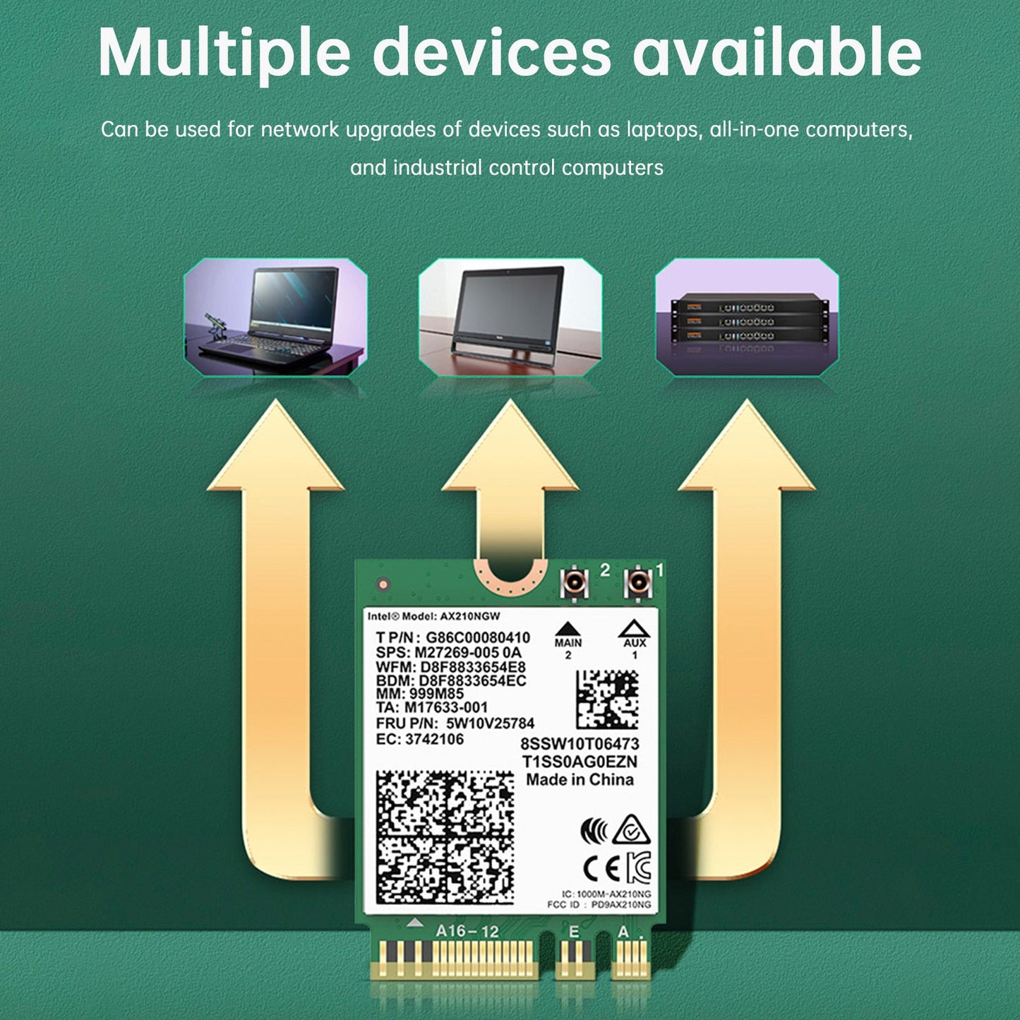 Modulo AX210 Bluetooth 5374Mbps Scheda di rete Gigabit ad alta velocità Supporta WIFI6