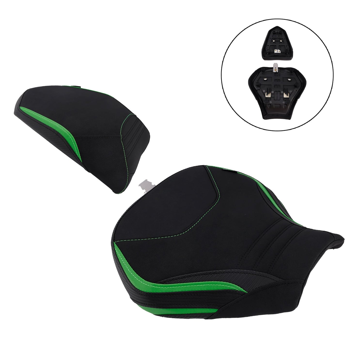 Kit cuscini passeggero Raider anteriori e posteriori per Kawasaki Ninja H2 Sx 2022-2025, colore verde.