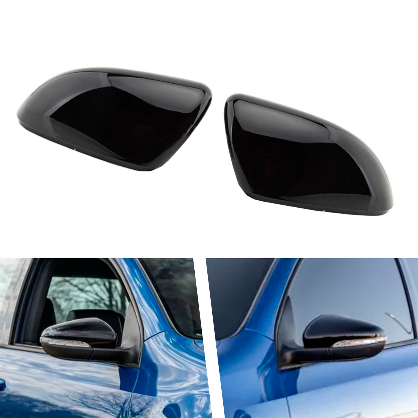 2 pezzi di calotte copri specchietti retrovisori esterni neri lucidi per VW Golf MK6 2009-2013 5K0857538