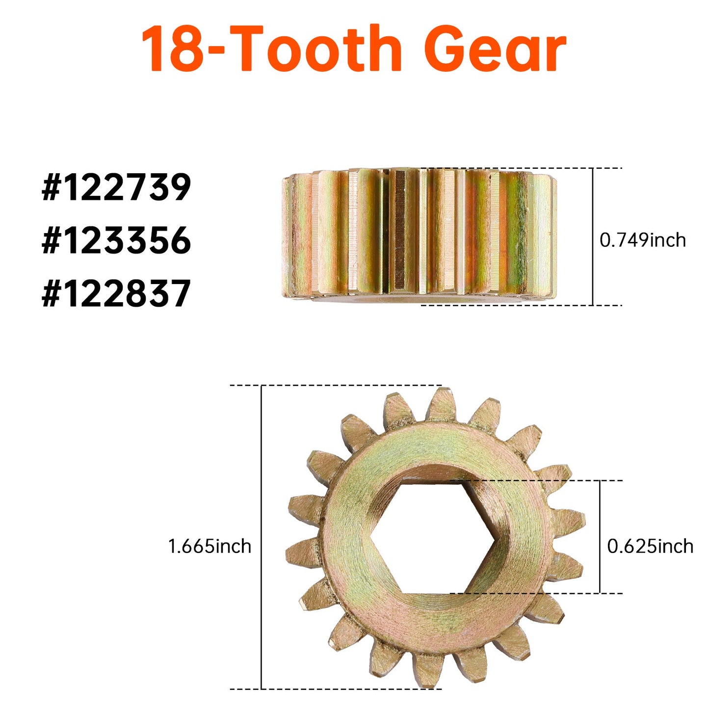 2 pezzi 122739 Ingranaggio cilindrico a 18 denti 12 DP/14.5 PA per Lippert RV Slide Out