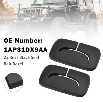 2 cornici nere per cinture di sicurezza posteriori 1AP31DX9AA per Jeep Wrangler JK 2011-2018