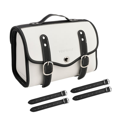Borsa laterale in PU Borsa laterale Borsa da sella Colore abbinato Bagaglio Bianco per scooter Moto Bianco