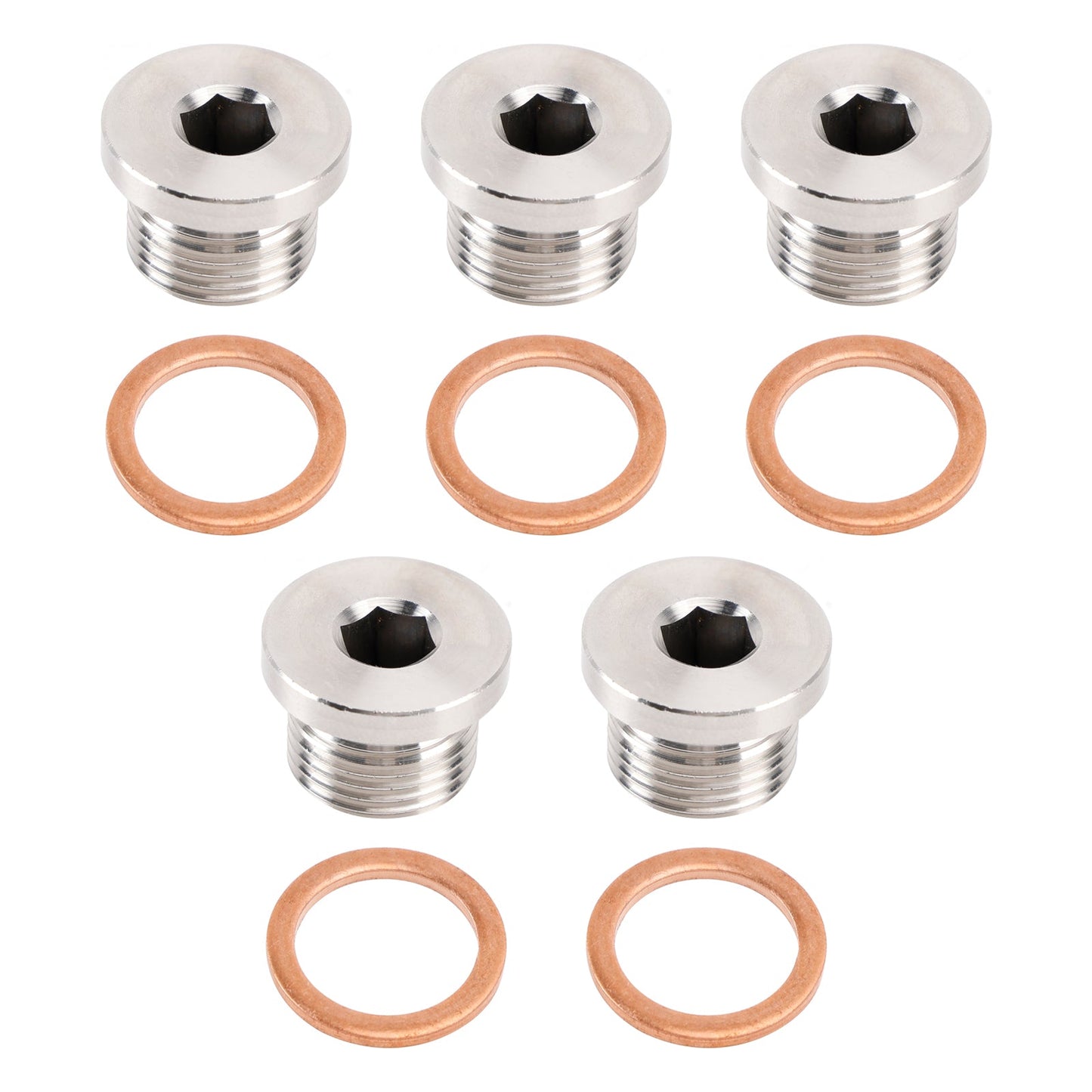 Tappo di chiusura per sensore con testa esagonale interna M18 x 1,5 mm, acciaio inossidabile 304, confezione da 5