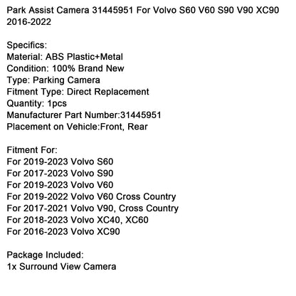 Telecamera di assistenza al parcheggio Volvo S90 2017-2023 31445951