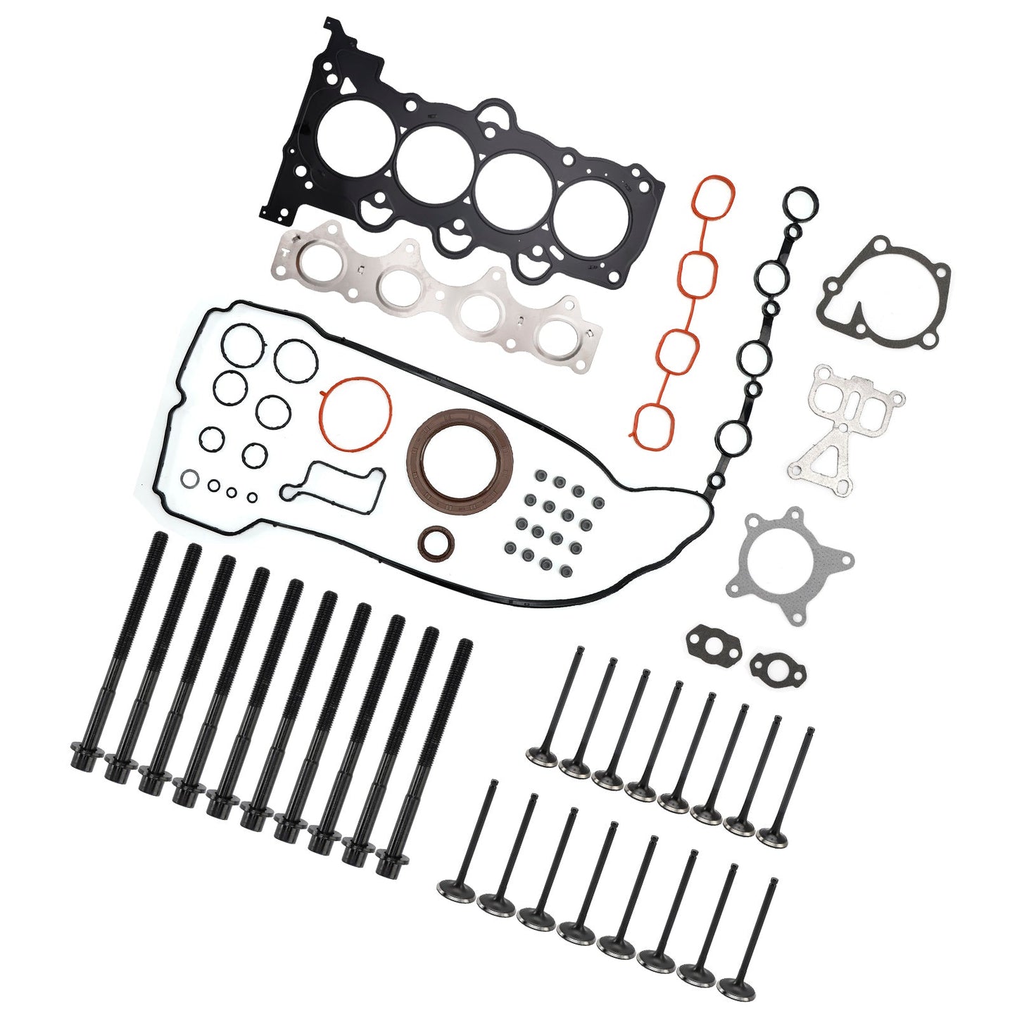Kit bulloni guarnizioni testata turbocompressa Hyundai Veloster 1.6L GAS Turbo G4FJ 2013-2021 con valvola di aspirazione e scarico 23110-2B710