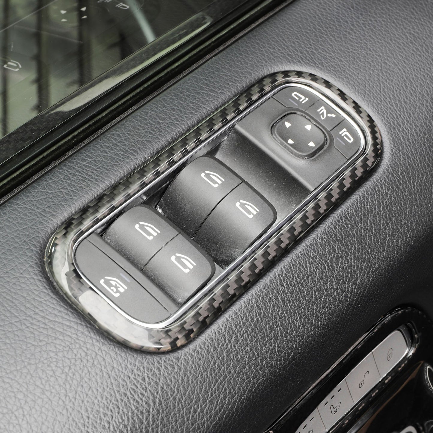 Cornice di rivestimento per interruttore alzacristalli in fibra di carbonio e vetro per Mercedes-Benz Classe G W464 W465 (2019-2026)