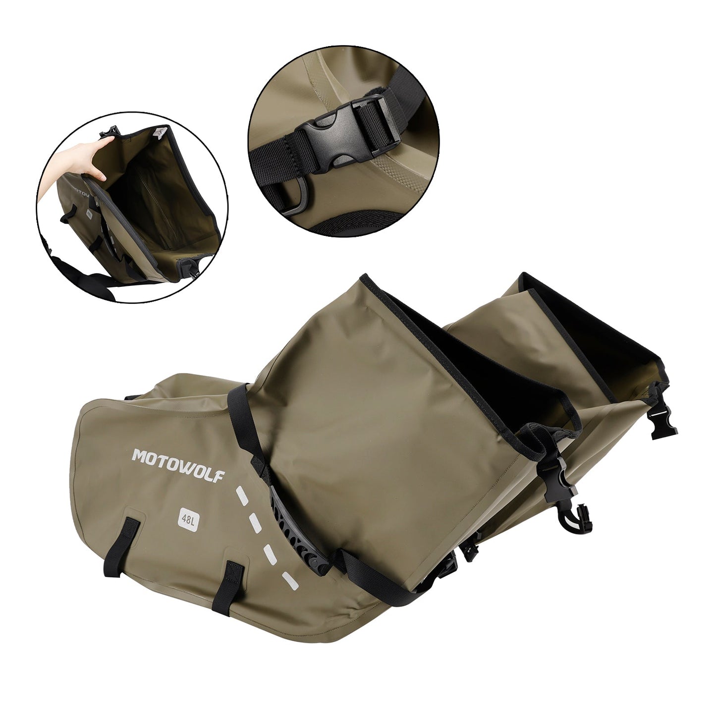 Borsa da sella laterale, colore abbinato, 86 l, verde, per scooter e moto.