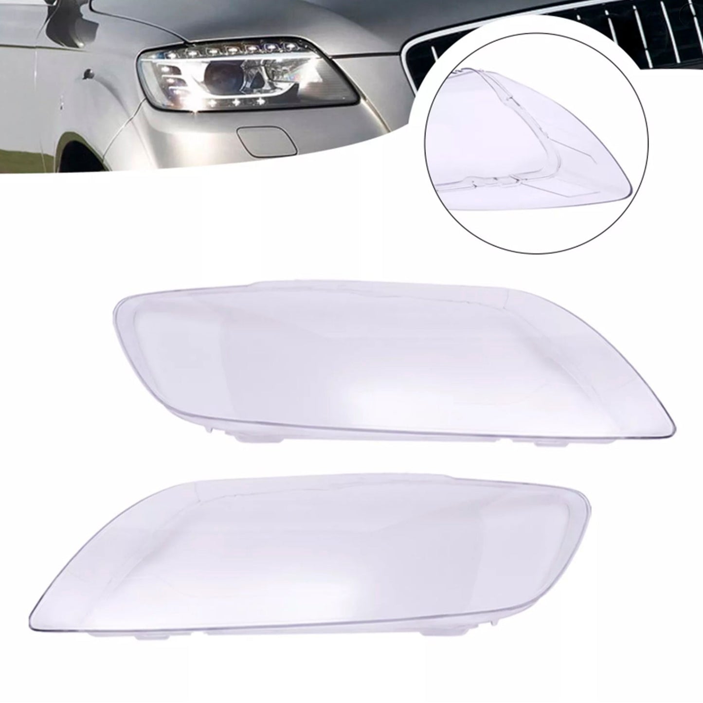 Copertura trasparente in vetro per fari anteriori (2 pezzi) per Audi Q7 2006-2015