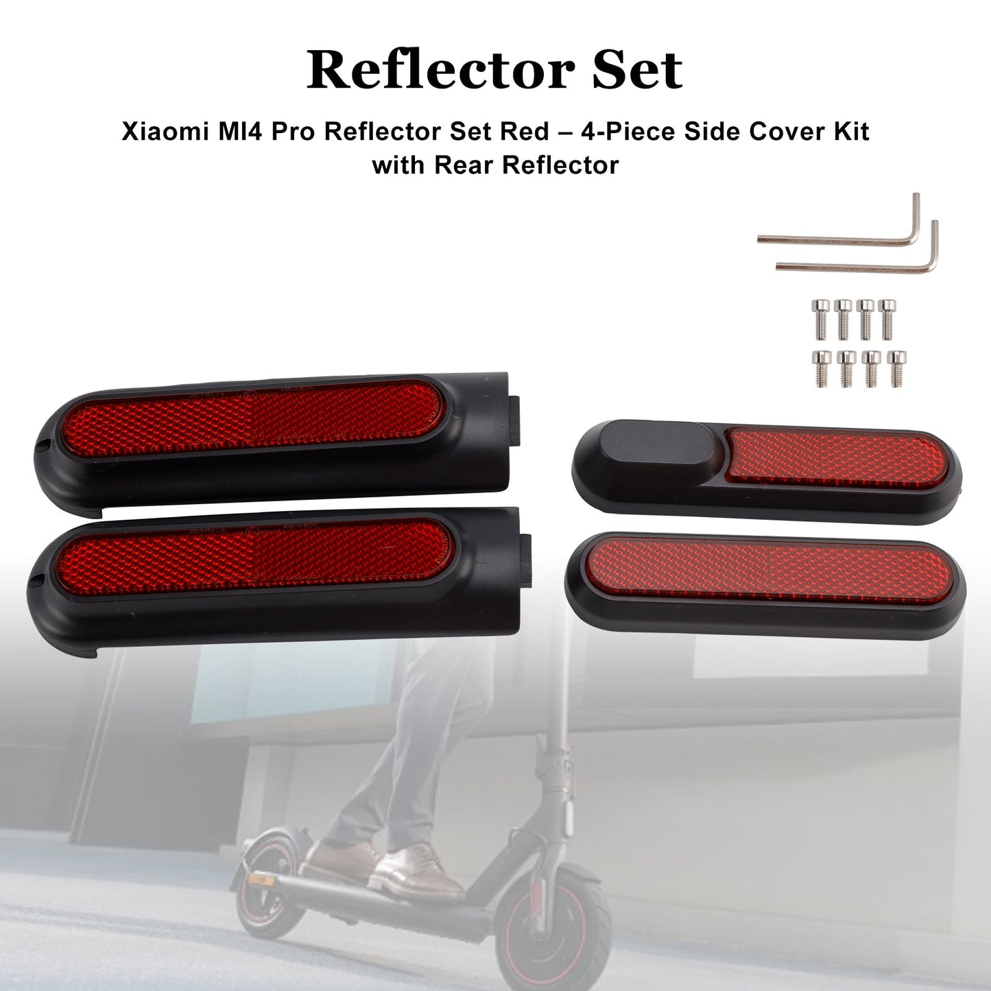 Set di 4 coperture laterali per scooter con catarifrangente posteriore per Xiaomi 4 Pro (1a generazione)