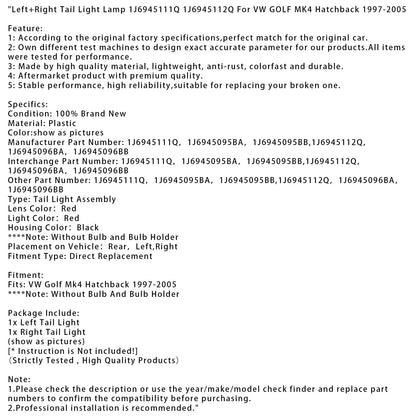 Fanale posteriore sinistro e destro VW GOLF MK4 Hatchback 1997-2005 J6945111Q 12Q