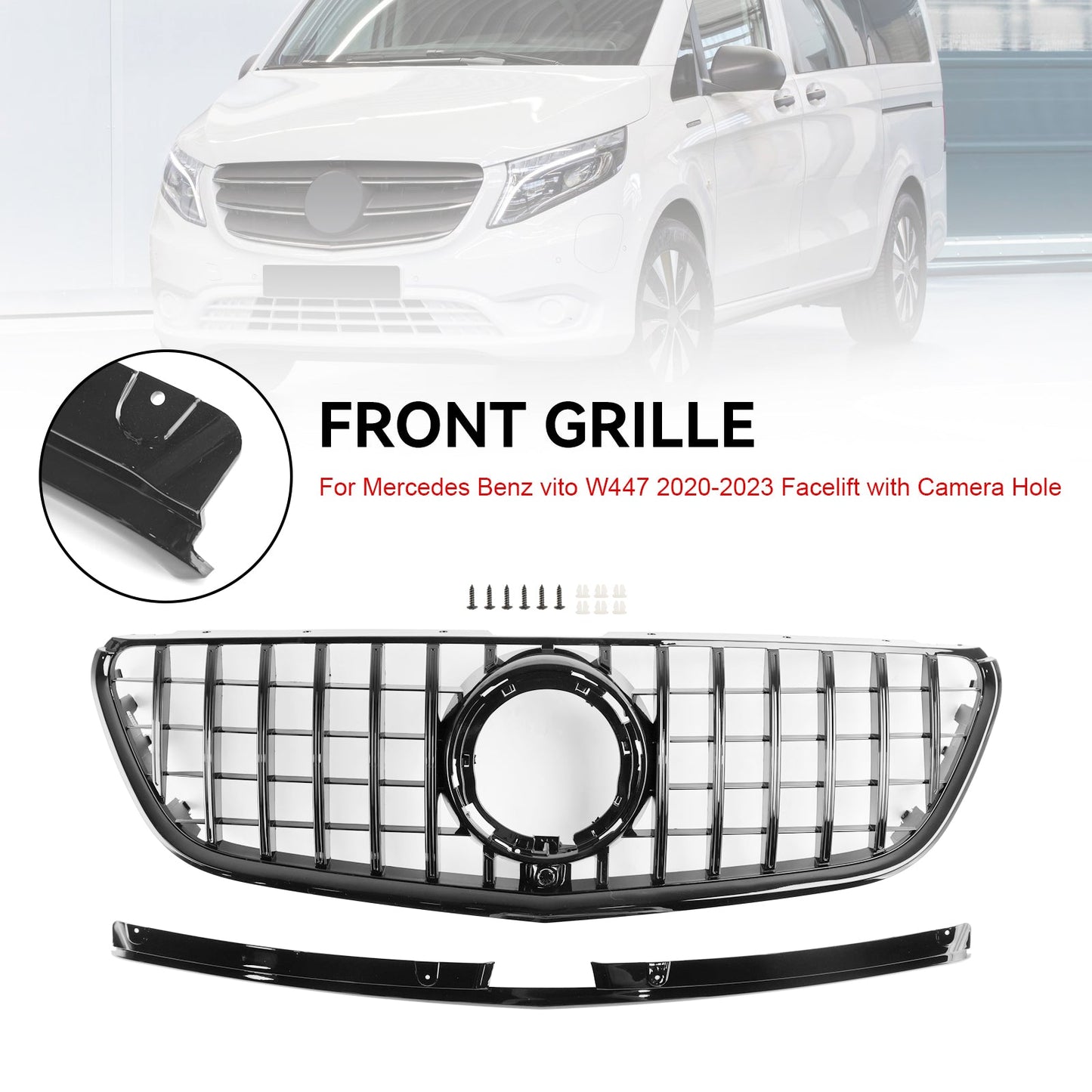 2020-2023 Facelift Mercedes Benz vito W447 Griglia anteriore Nera