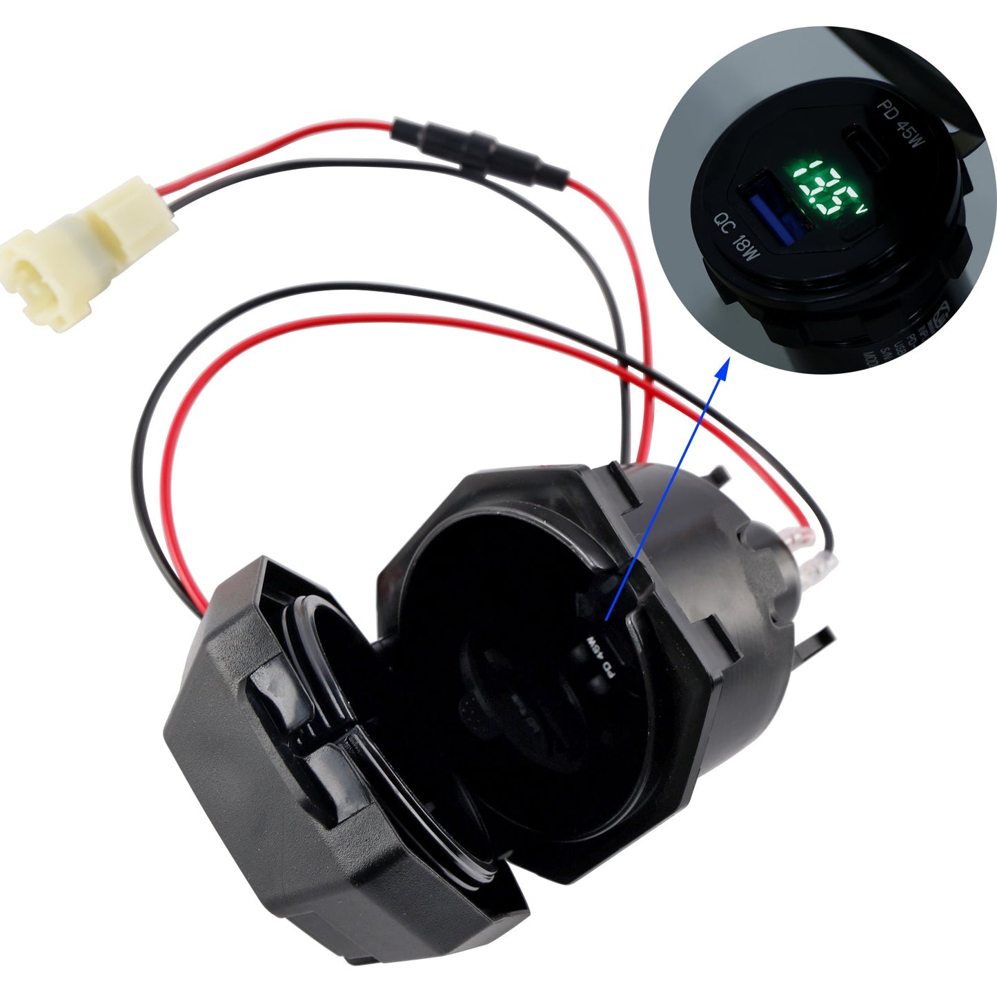Caricabatterie rapido Kawasaki Versys 650 2022-2024 con presa destra USB + Type-C