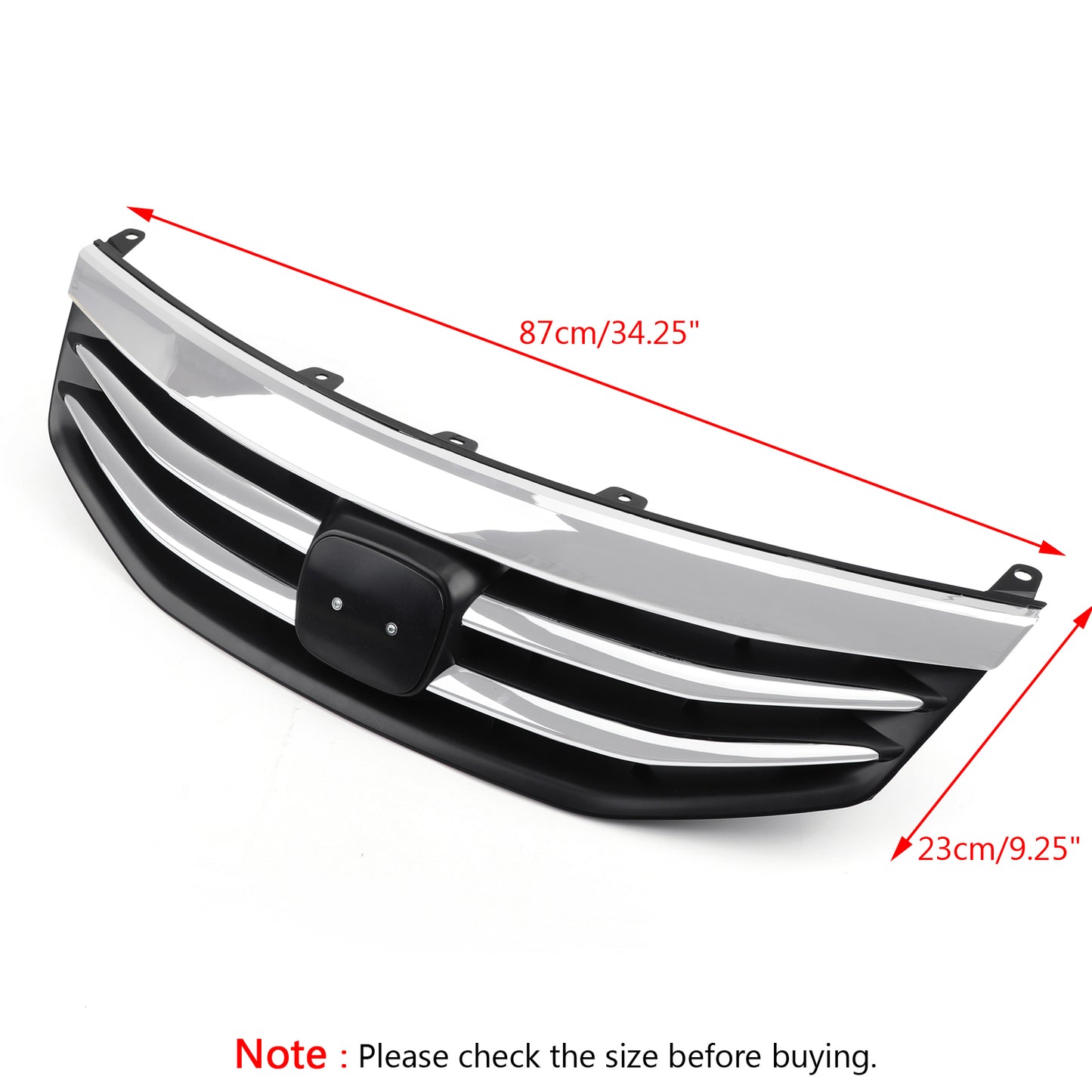 Black Chrome Front Upper Bumper Hood Grille Grill Per Honda Accord 2011-2012 4DR