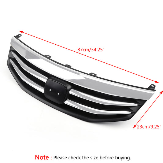 Black Chrome Front Upper Bumper Hood Grille Grill Per Honda Accord 2011-2012 4DR