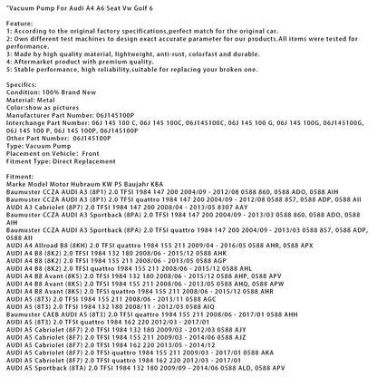 2012/03-2017/01 AUDI A5 (8T3) 2.0 TFSI quattro 1984 162 220 Pompa del vuoto 06J145100P