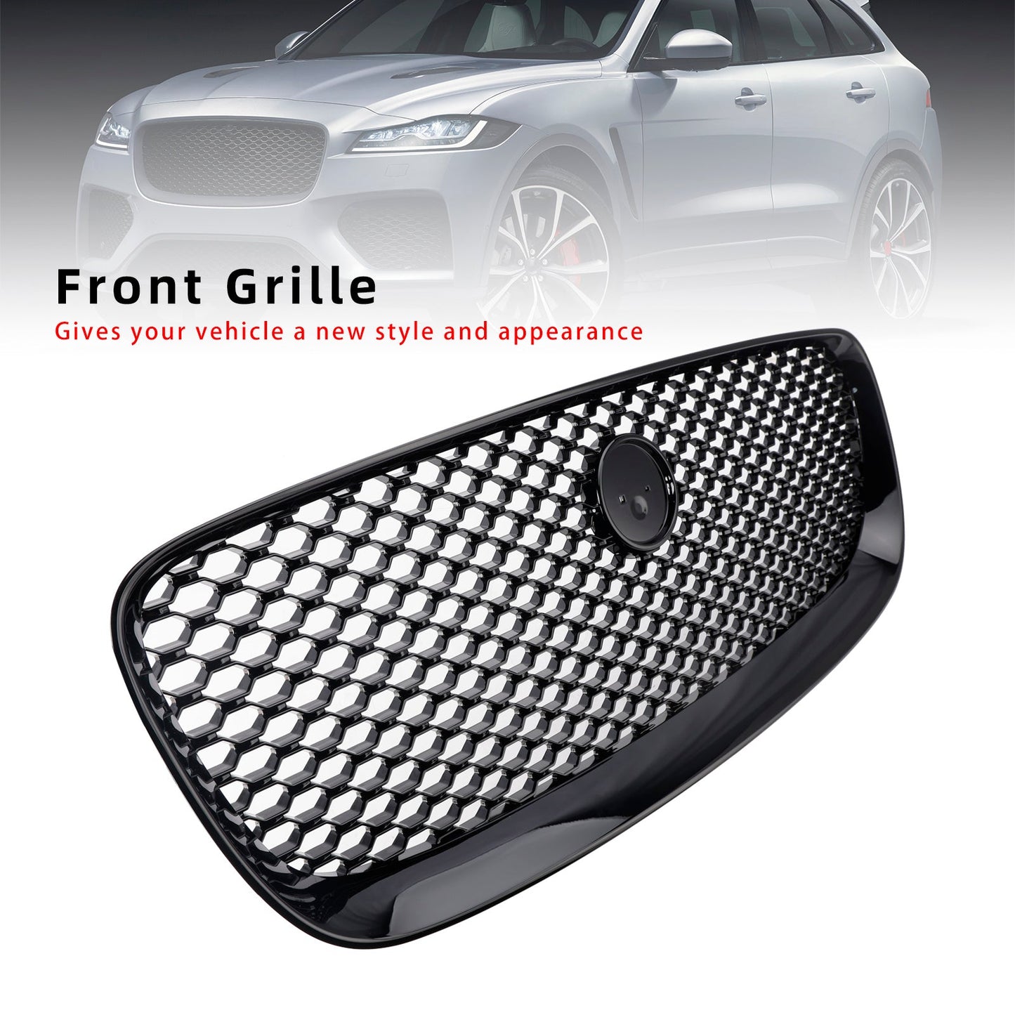 Per JAGUAR F-PACE X761 2016-2020 ABS Griglia paraurti anteriore nera lucida